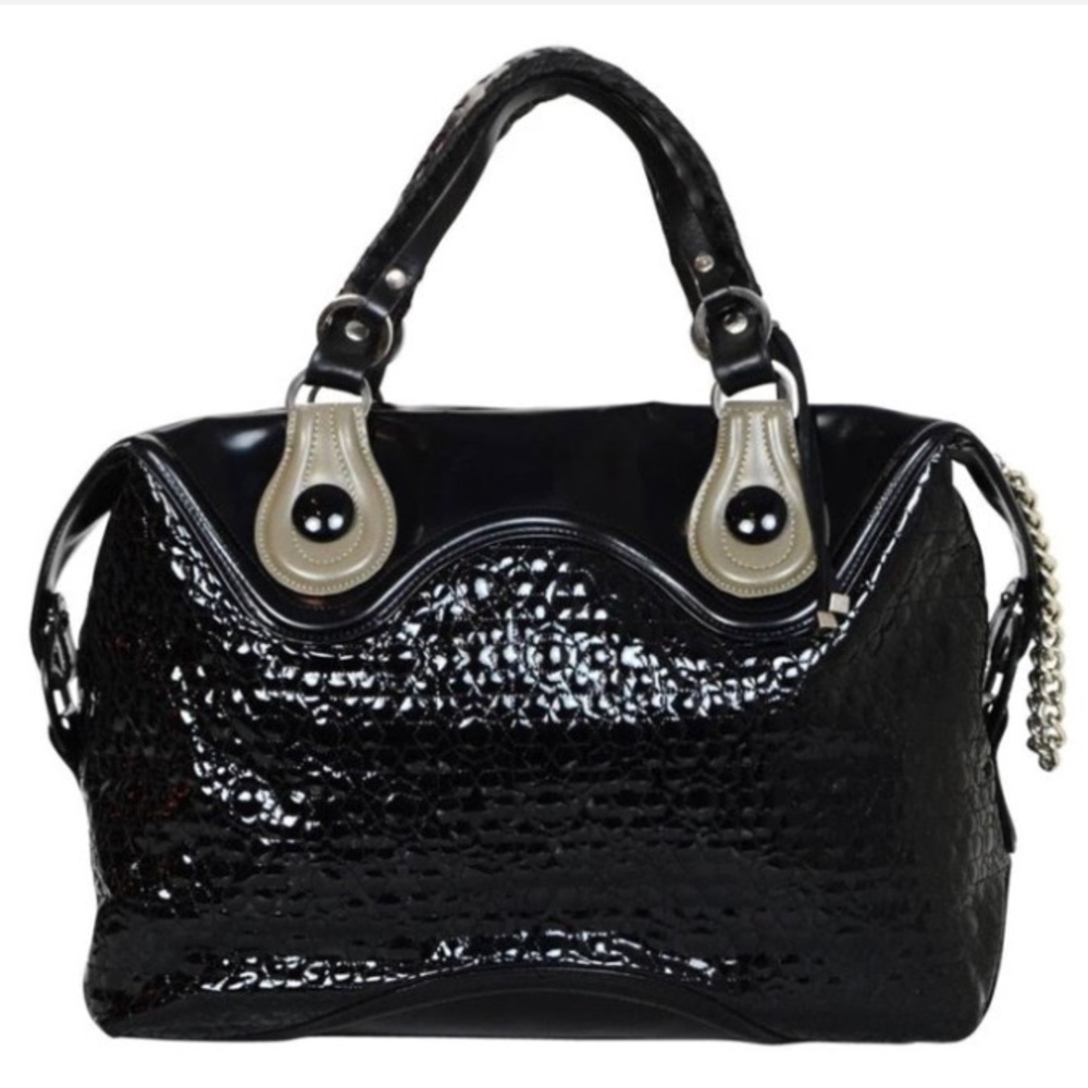 Pauric Sweeney Black Patent Large Handle Bag